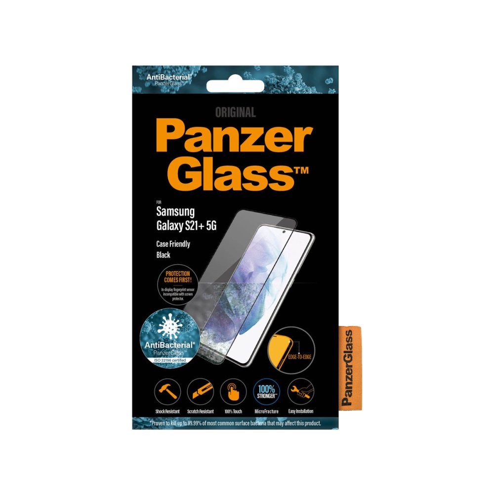 PanzerGlass Case Friendly AntiBac Phone Screen Protector for Samsung GS21+ - Blac - Phone Screen Protector - Techunion -