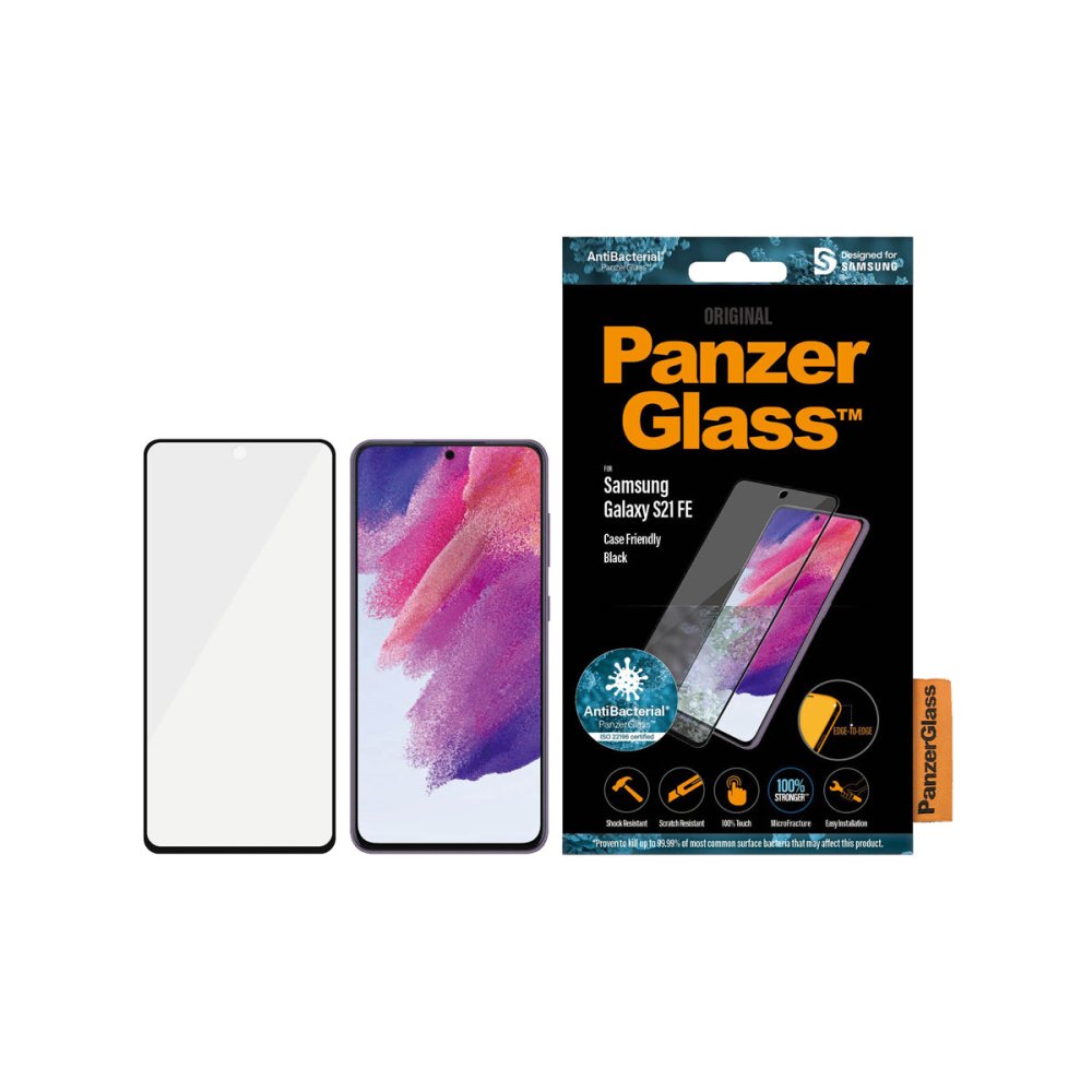 PanzerGlass Case Friendly Phone Screen Protector for Galaxy S21 FE - Black - Phone Screen Protector - Techunion -