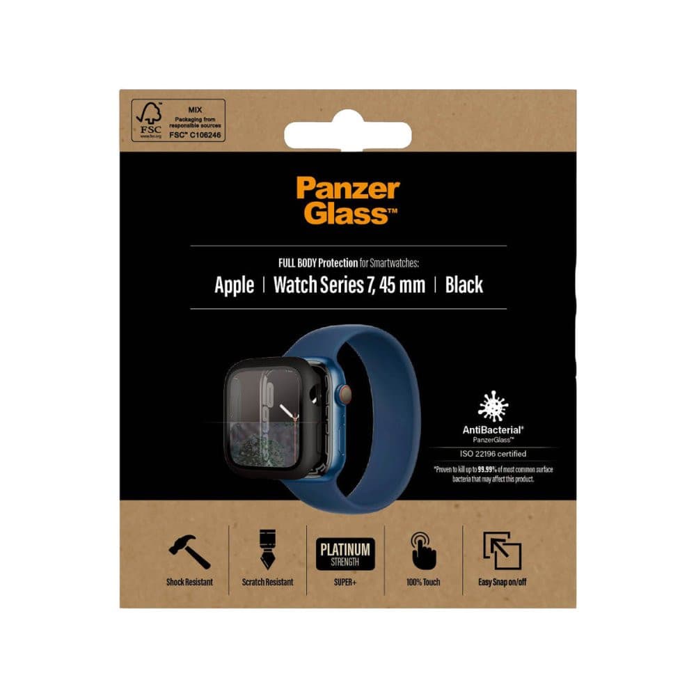 PanzerGlass Full Body Apple Watch 7 45mm Screen Protector - Black - Watch Screen Protector - Techunion -