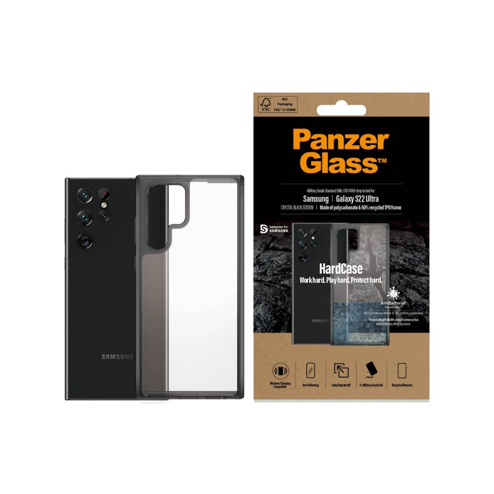 PanzerGlass HardCase Antibacterial Phone Case for Samsung GS22 Ultra - Clear - Phone Case - Techunion -