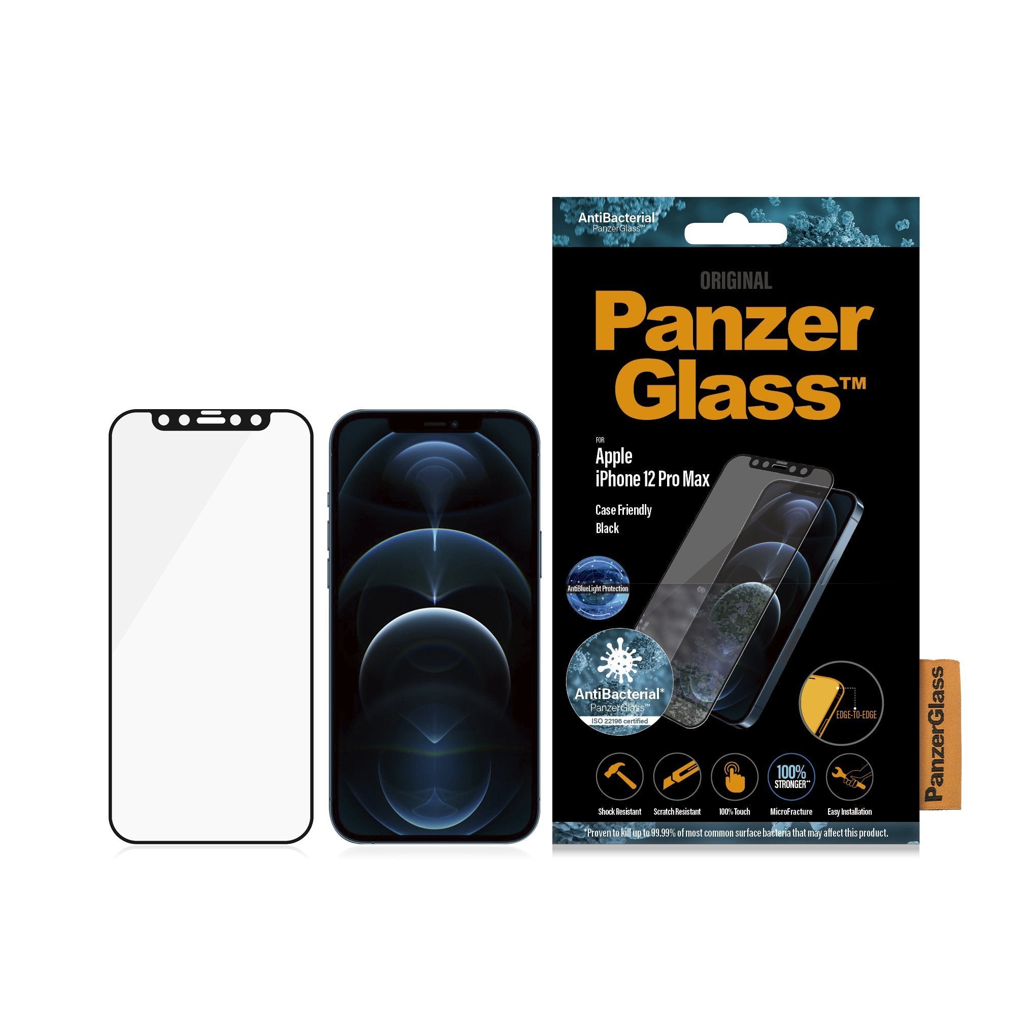 PanzerGlass - iPhone 12 Pro Max - Anti Bluelight CF Black - Screen Protector - Techunion -
