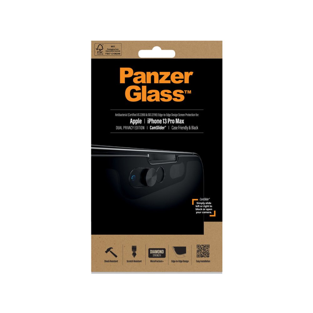 PanzerGlass Privacy CamSlider CF Black Phone Screen Protector for iPhone 13 Pro Max - Clear - Screen Protector - Techunion -