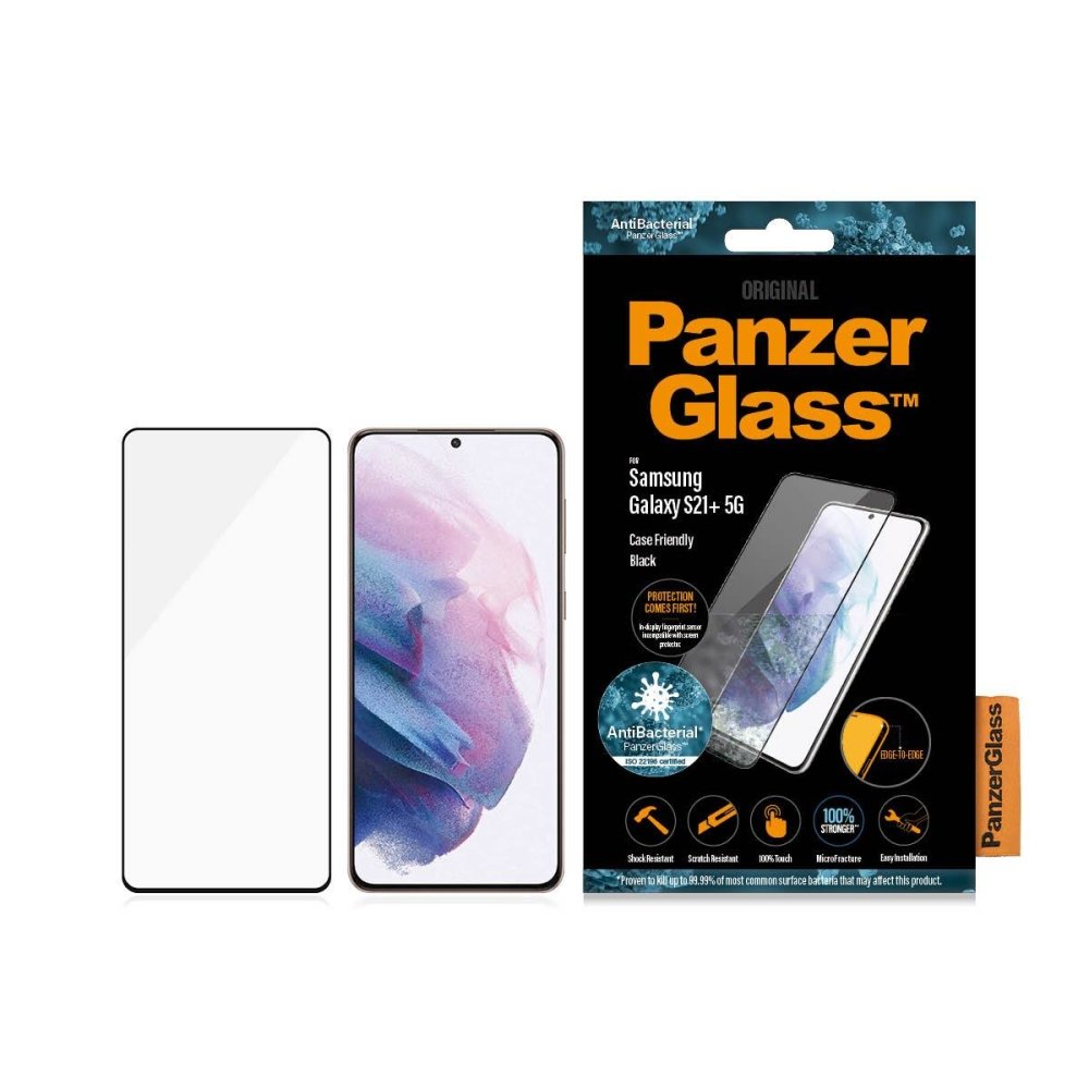 PanzerGlass Samsung Galaxy S21+ - Case Friendly AntiBac - Blk - Screen Protector - Techunion -
